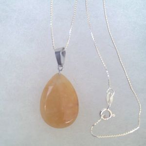 Citrine Tear Drop Silver 16” Neck…